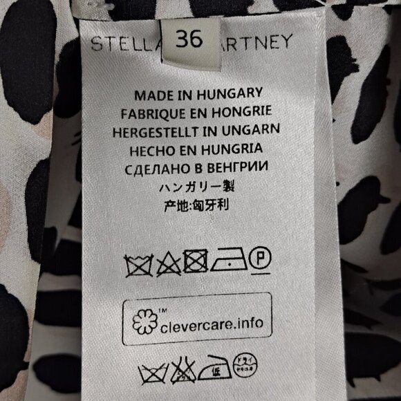Stella McCartney Size 36 (US Med) 100% Silk T-shirt Cream w/Black, Pink Pattern - Picture 8 of 11